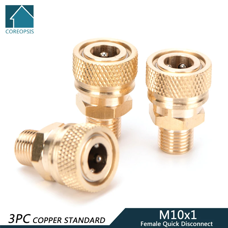 

M10 Thread Quick Disconnect Release 8mm Air Refilling Adapter Coupler Sockets Copper Quick Connect Couplings Fittings 3pcs/set