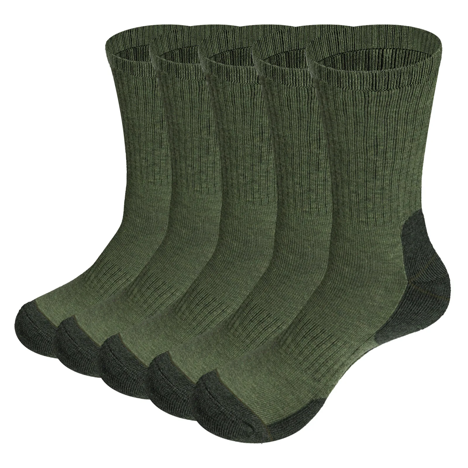 Calcetines de senderismo acolchados de algodón peinado para hombre, medias acolchadas para exteriores, verde jungla, ejército, talla 37-44, envío gratis, 5 pares