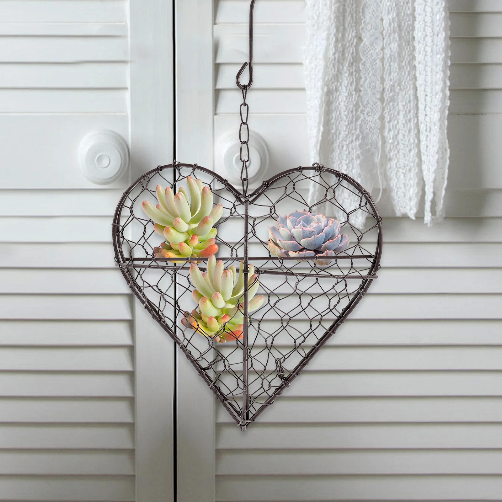 

Heart Shaped Hanging Basket Planter Wall Decor Indoor Planters Baskets Holder Flower Pot Heart Shape Iron Wire Wreath Metal