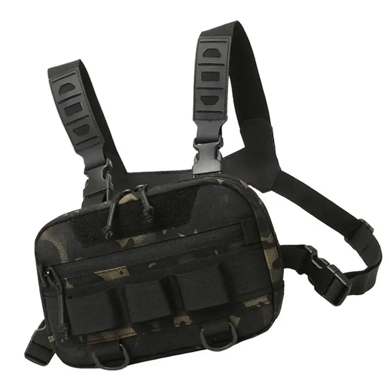 

Running Chest Pack Oxford Cloth Portable Motorcycle Chest Bag 20L Large Opening Back Mesh Breathable Vest Backpack