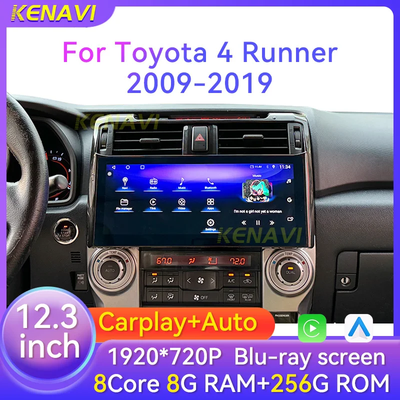 

12.3" 2 Din Android Car Stereo Radio Multimedia Player For Toyota 4 Runner 2009-2019 Navigation GPS Carplay Auto Blu-ray Screen