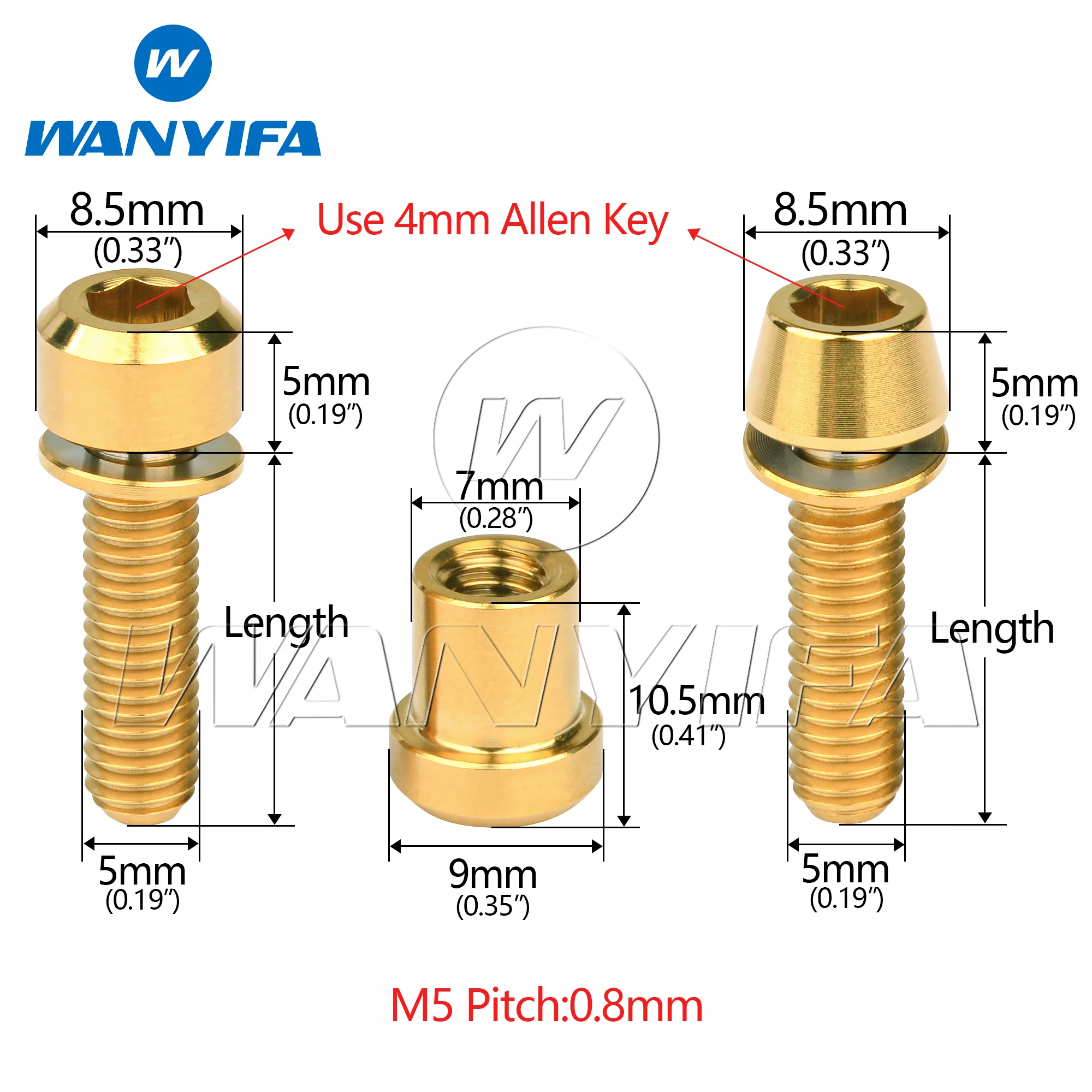 Wanyifa 2sets Titanium Bolt M5x16 18 20mm Screws & Nuts Set for Bike Bicycle Handlebar Stem Rear Lock Front Fork Ti Fasteners