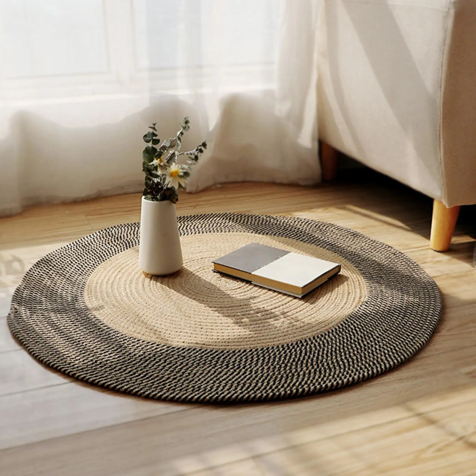 Hand Woven Natural Jute Braided Rug Eco Friendly Floor Mat for Decoration