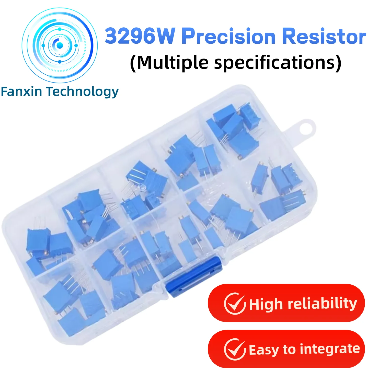50pcs,10 kinds 3296W multi-turn precision adjustable resistor trimmer potentiometer ESC kit 100R 200R 500R 1K 2K 5K 10K 20K 5