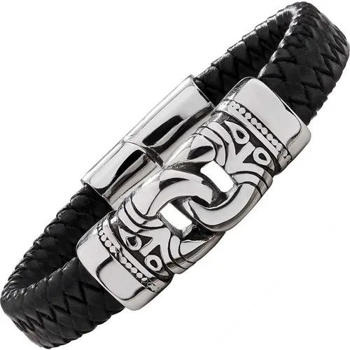 Getss Blz935 Ethnic Motif Model Male Steel Leather Bracelet