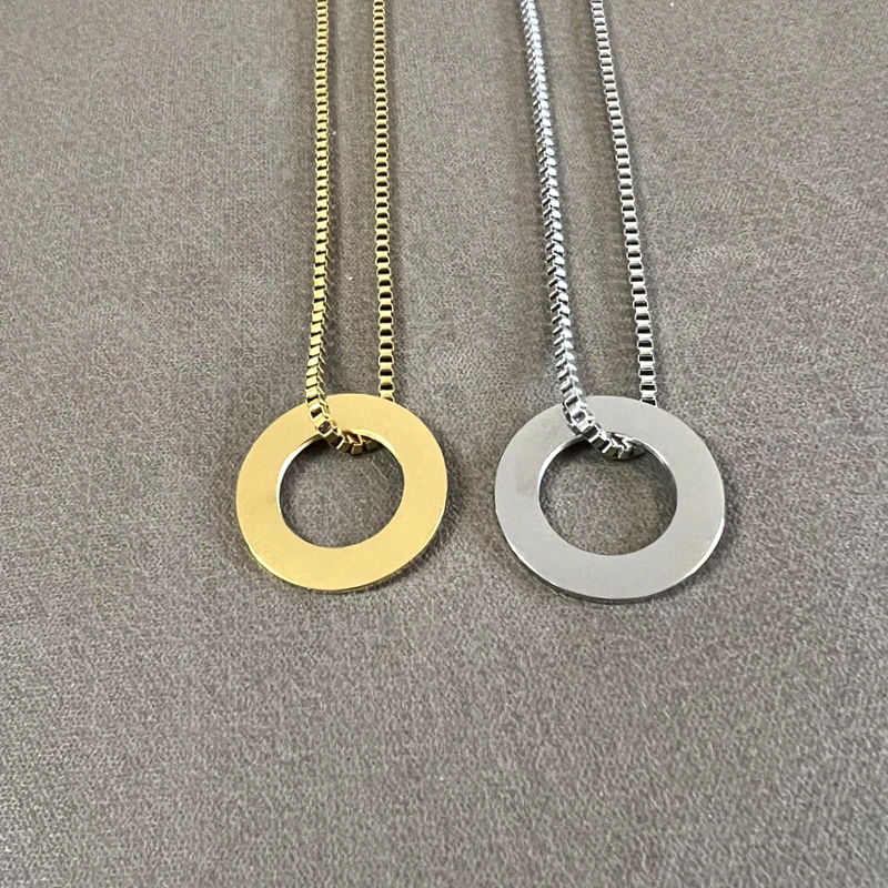 

10Pcs Stainless Steel The Ring Pendant Necklace Ring Necklace for Men Women Girls Teens
