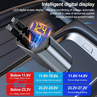 Car Charger 120W 4 in 1 Retractable Car Cigarette Lighter Adapter USB Type C Fast Charger Cable for IPhone Xiaomi Huawei Samsung