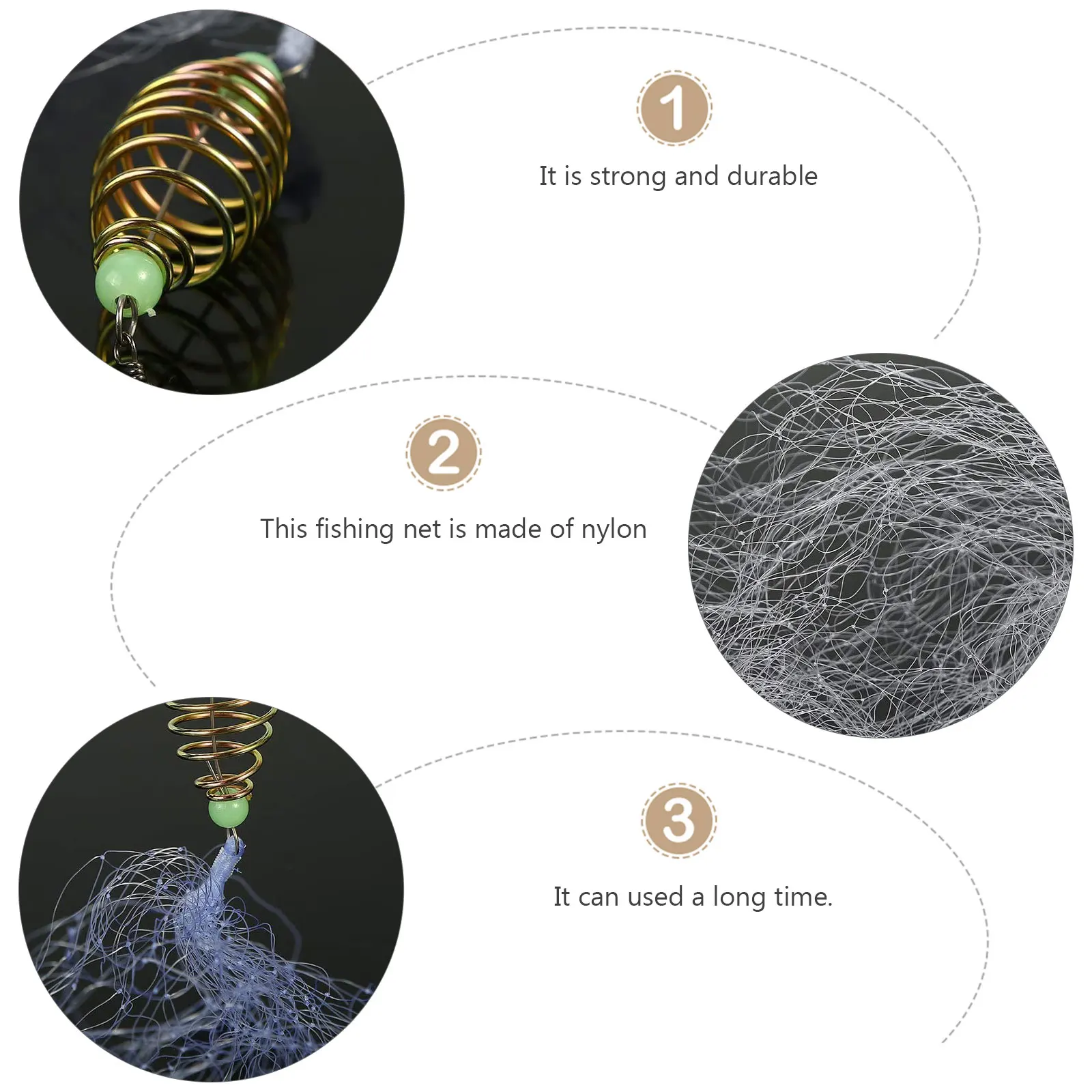 

4Pcs Fishing Net Revolutionary Technology Robust Nylon Fabric Effortless Rod Attachment Suitable for Gill Cast Throw