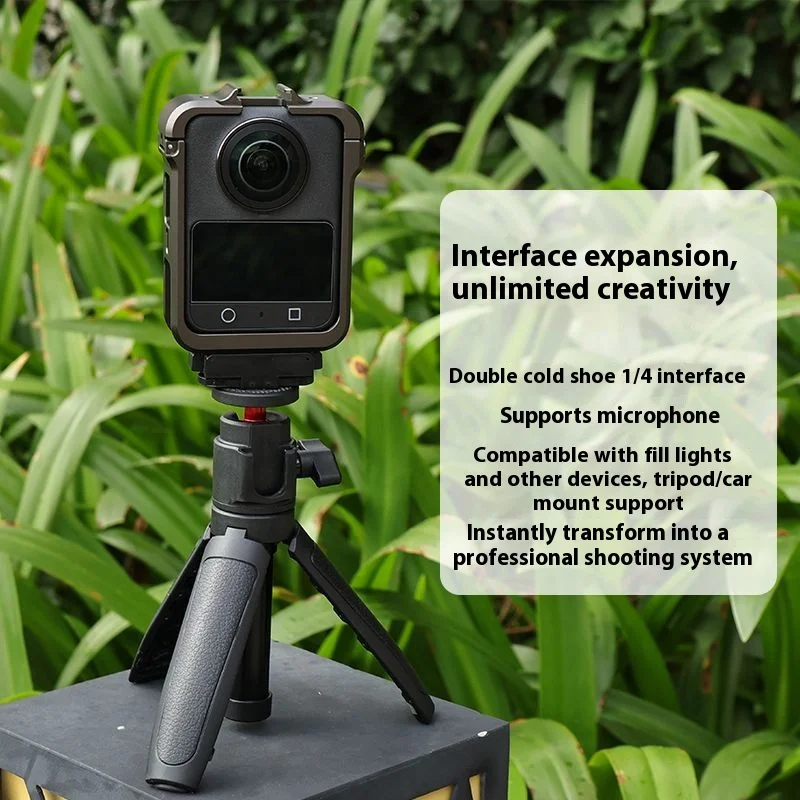 Aluminum Alloy Rabbit Cage  For DJI Osmo360 Magnetic Quick-release Metal Frame with Cold Shoe Expansion Mounts Protective Case - Image 4