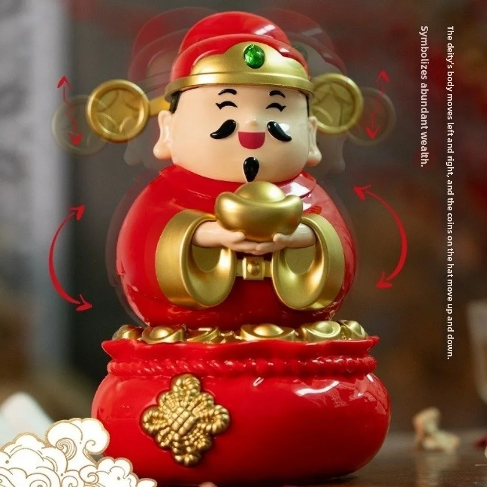 Chinese Style God Of Fortune Sculpture Solar Powered ABS Material Solar Caishen Sculpture Lovely Design Cute Appearance