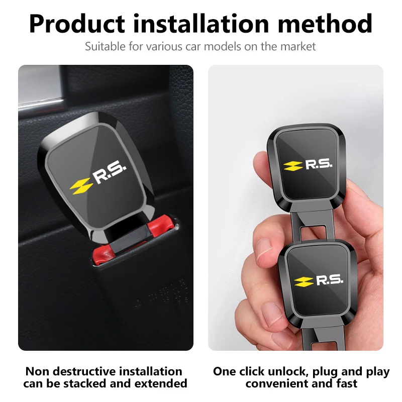 For Renault Car Badge Safety Belt Extension Buckle Plug Seatbelt Clip Adjustable Extender Clio Koleos Megane Espace Dacia RS view 2