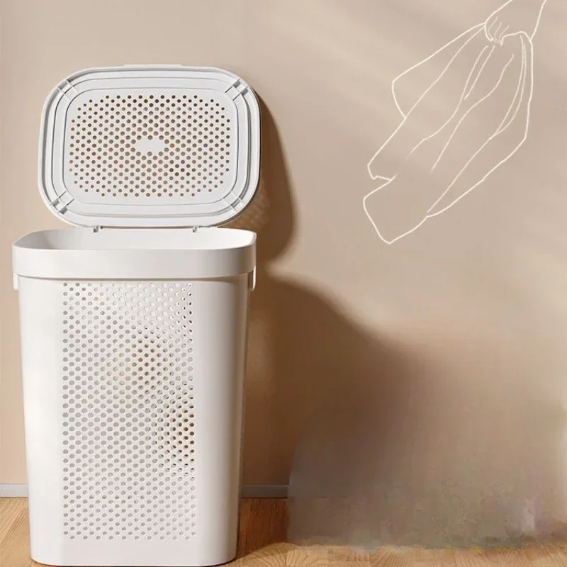 

Пластиковая корзина для грязного белья, корзина для хранения большой емкости, органайзер для белья с крышкой, мебель для ванной комнаты