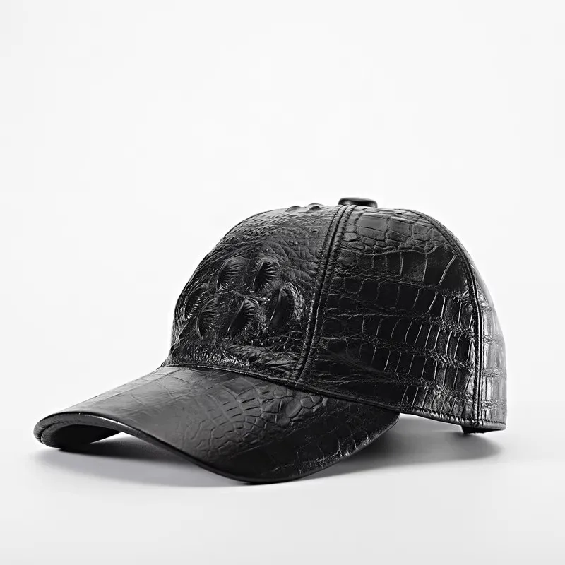 Mode Herren Krokodil Muster Rindsleder Echtes Leder Schirmmütze Außerhalb Casual Sonnenschutz Reise Baseball Kappe Einstellbar – Detail 2