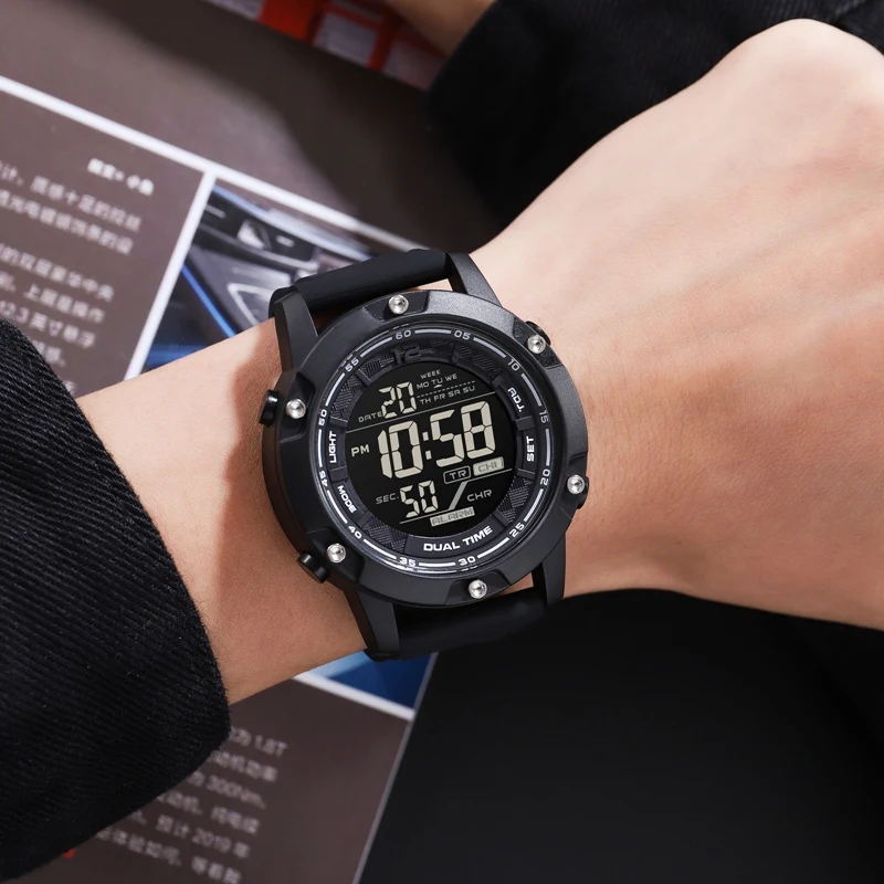 SKMEI Outdoor Back Light Display Countdown Timer Digital Sport Watches Men Silica Gel Band Date Alarm Wristwatch reloj hombre