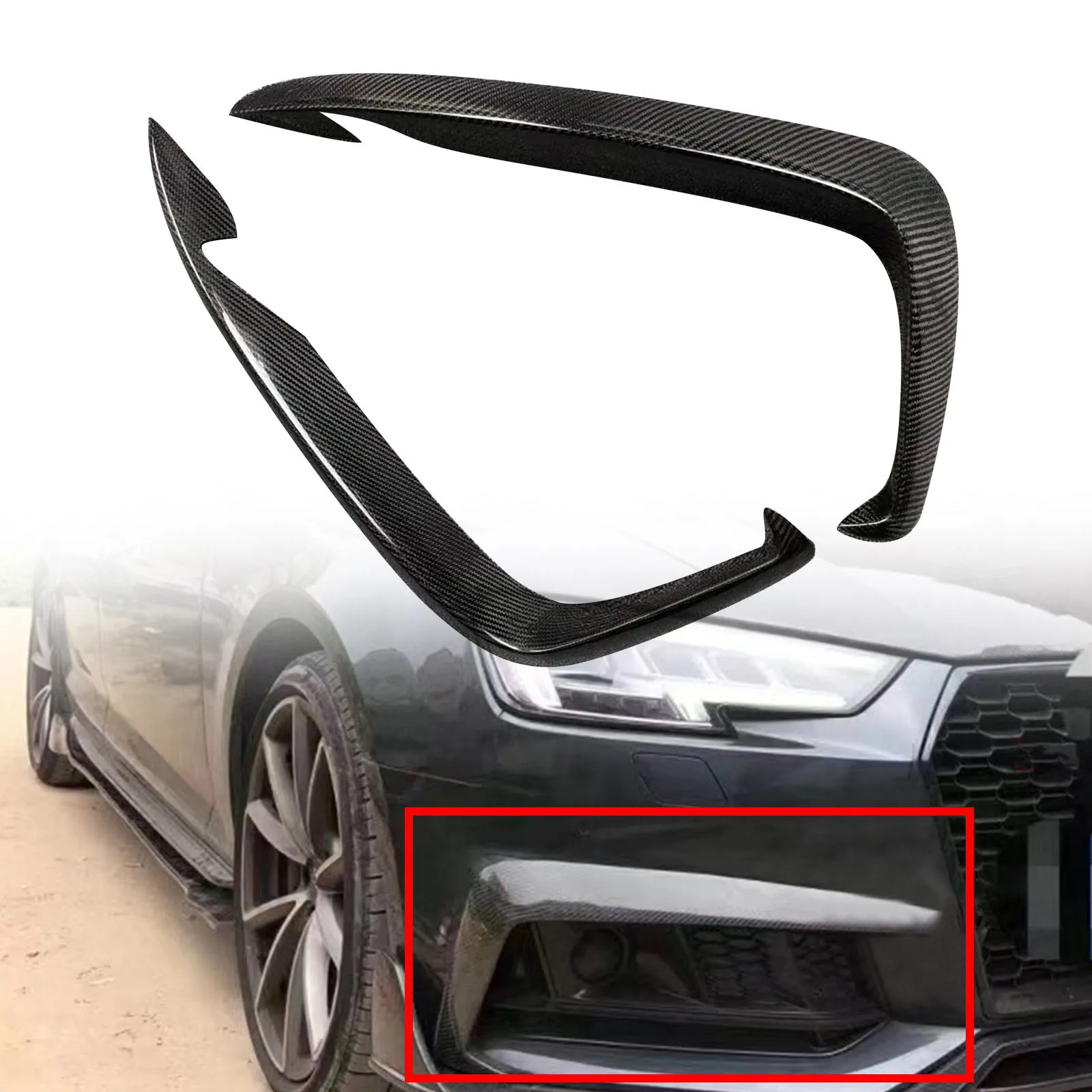 

Carbon Fiber Front Eyebrow Canards Splitter Air Vent Covers For Audi A3 Sline/S3