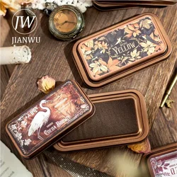 JIANWU Medieval Legend Series Vintage Material Collage Colorful Metal Shell Quick-Drying Ink Pad Creative DIY Journal Stationery