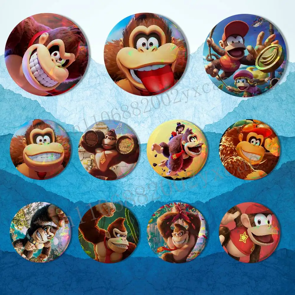 

cool DK monkey Donkey Kong Badges Badges On Backpack Jacket Cartoon Round Brooches Acrylic Button Pins Collection Gifts