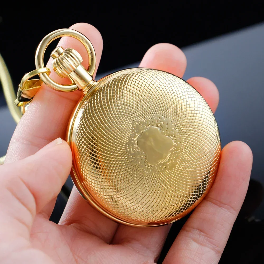 

PJX1774 Vintage 2 Sides Open Case Mechanical Men's Watch Double Face Roman Dial Clock Hand Wind Pocket Watch With FOB Chain Gift