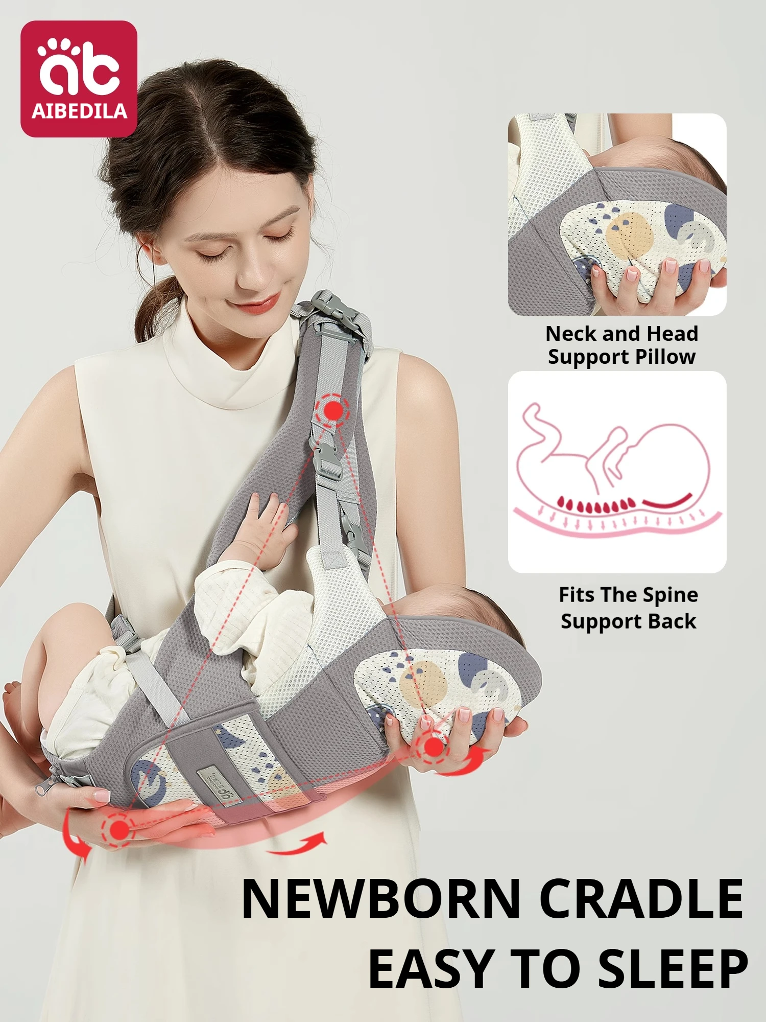 AIBEDILA Baby Sling Carrier Ergonomic Baby Backpack Carrier 0-36M Newborn Baby Hipseat Carrier Baby Carrier Front Facing