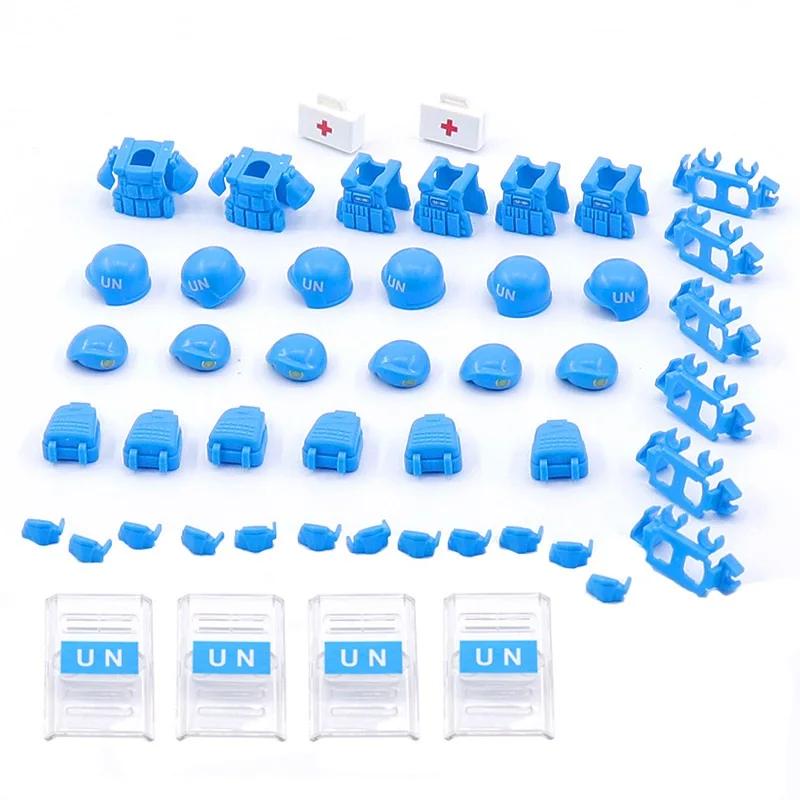 UN peacekeeping Forc Beret Bulletproof Vests Army Soldier MOC Mini Military Figures Accessories Building Block Brick Boys Toys