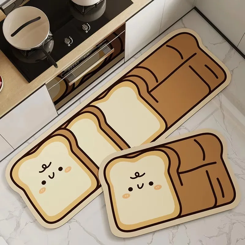 VIKAMA 1/2pcs Food Cartoon Irregular Floor Mat for Kitchen Counter Entryway, Water Absorbent & Anti Slip, Home Decoration