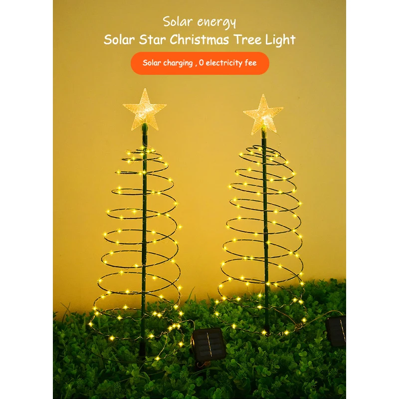 Intelligent Optical Control Copper wire LED Solar Light Christmas Tree Lamp Waterproof For Garden Villa Outdoor Decoration Lamp