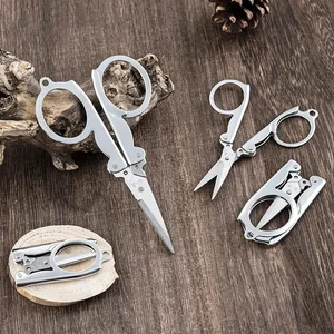 Multifunctional folding pocket scissors, stainless steel, small domestic scissors, mini line, nail cutting tools, stainless 12 Main Sales Key Plainworkers - №4