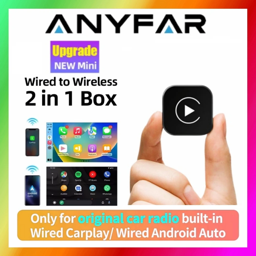 New 2IN1 Wireless CarPlay Android Auto USB Adapter Dongle Smart Mini Box Plug Play For VW Toyota Nissan Honda Ford Benz KIA