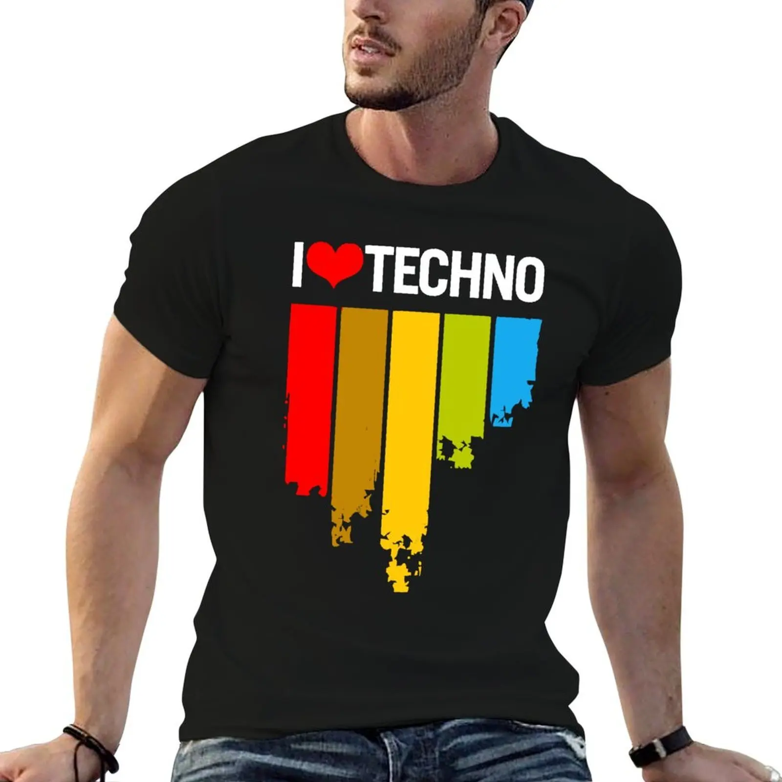 I Love Techno T-Shirt Breathable Mesh Panel T-Shirt