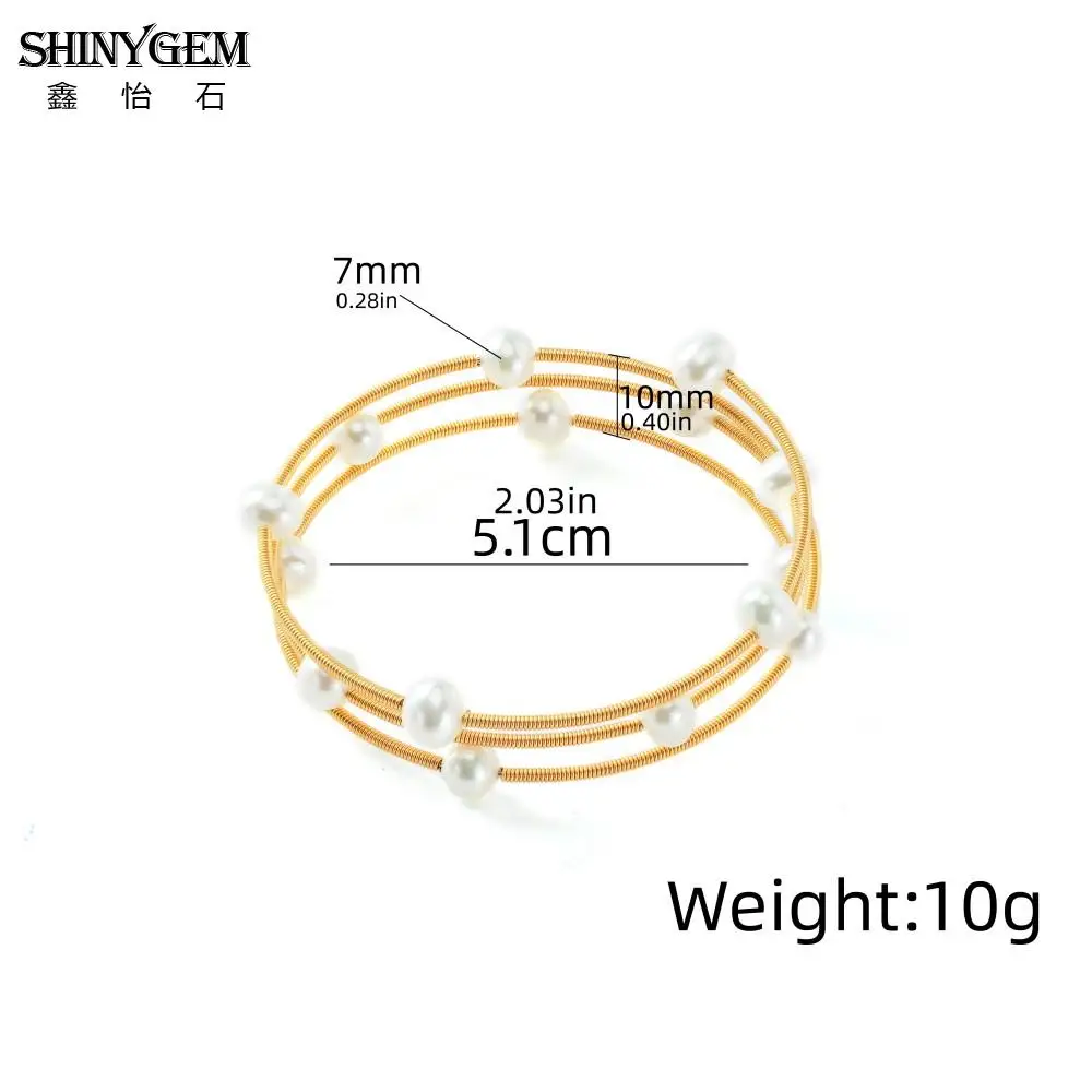 SHINYGEM Edison Natural Freshwater Pearl Hand Wrapped Bracelet for Women Multi Layered Loops 18k Gold Plated Wedding gueat 2026