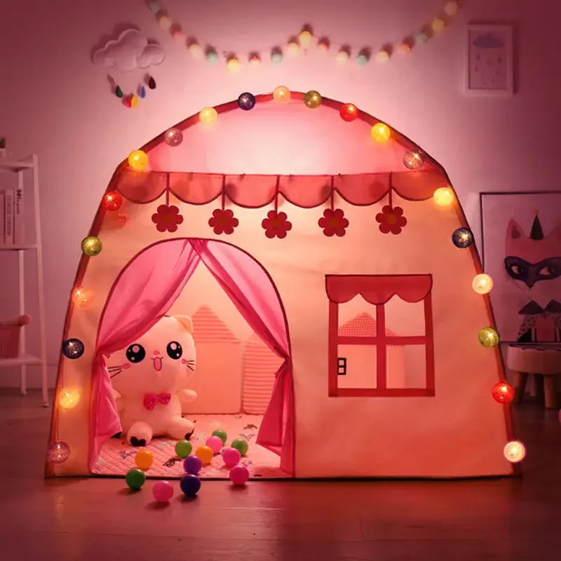 Children's Tent House for child with Led lights Princess Castle Winter tents  camping barraca Gift Toys for girls baby kids room