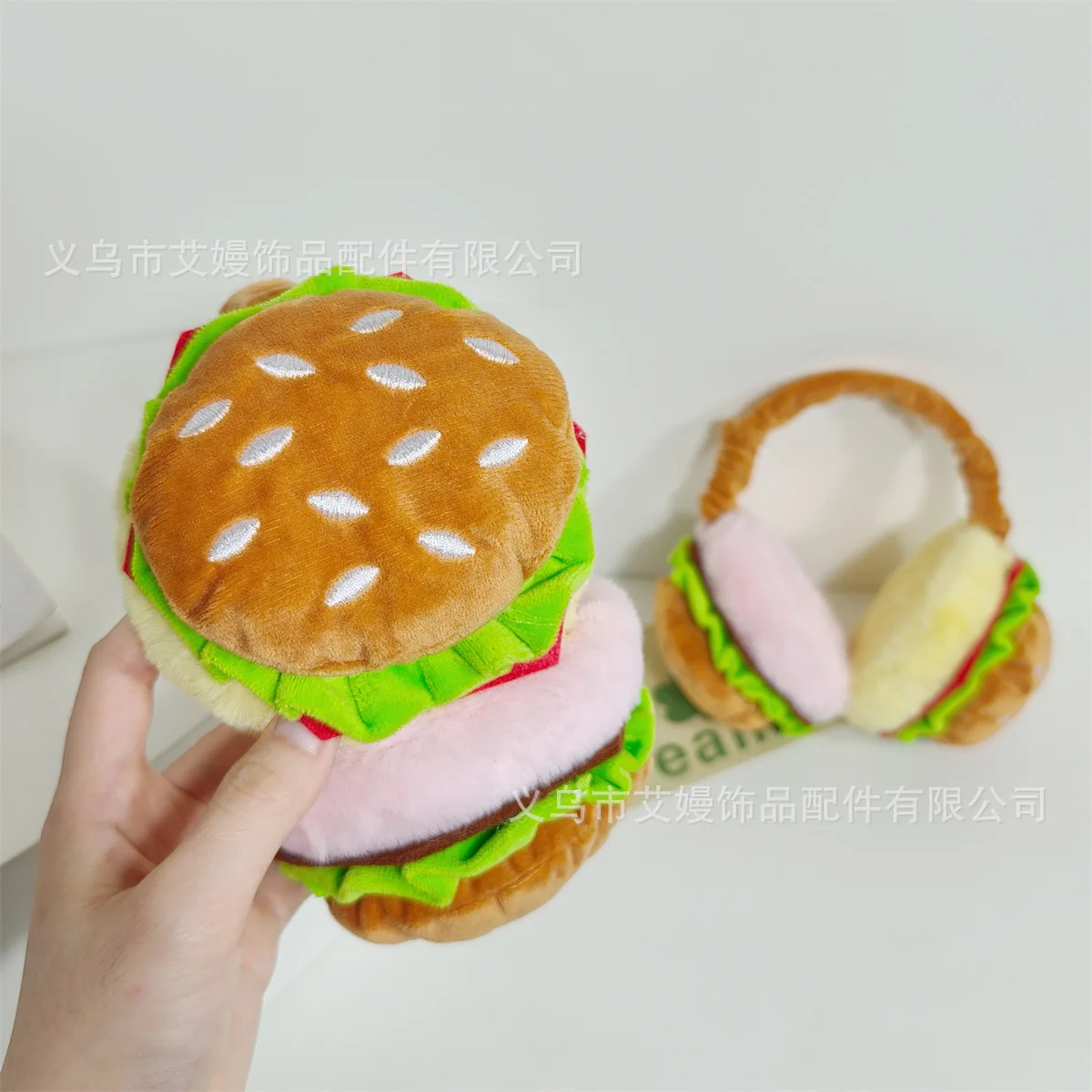Funny Burger Ear Muffs Plush Foldable Thermal Ear Warmers Unisex Windproof Cycling Student Winter
