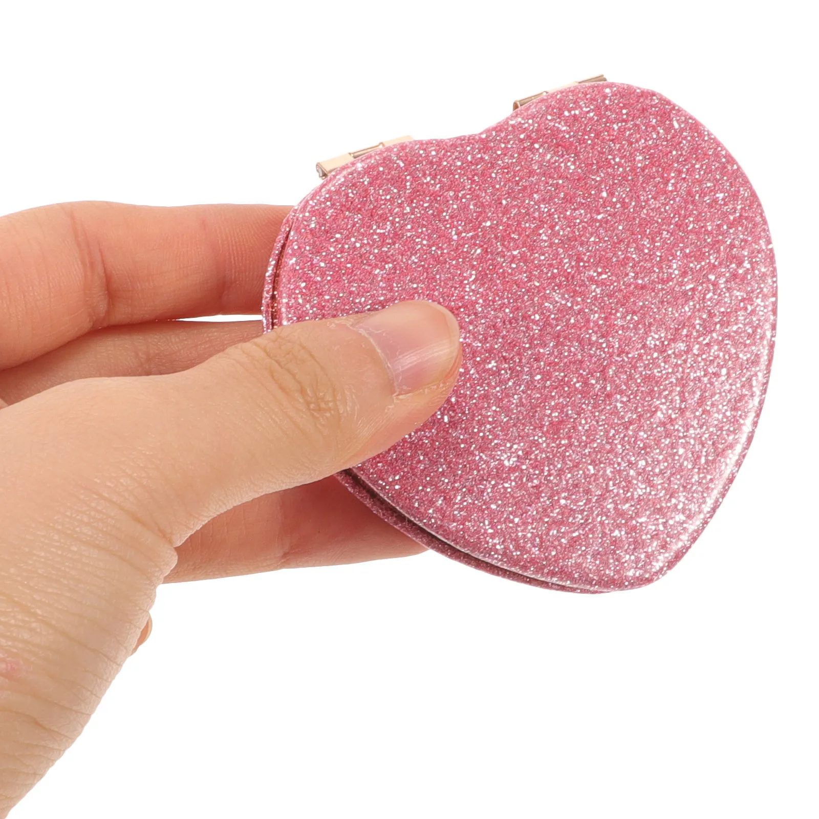 Mini-Spiegel im Herz-Design, tragbar, kompakt, Make-up-Spiegel mit klarer Reflexion, ideal für Frauen, Geschenk-Geldbörse