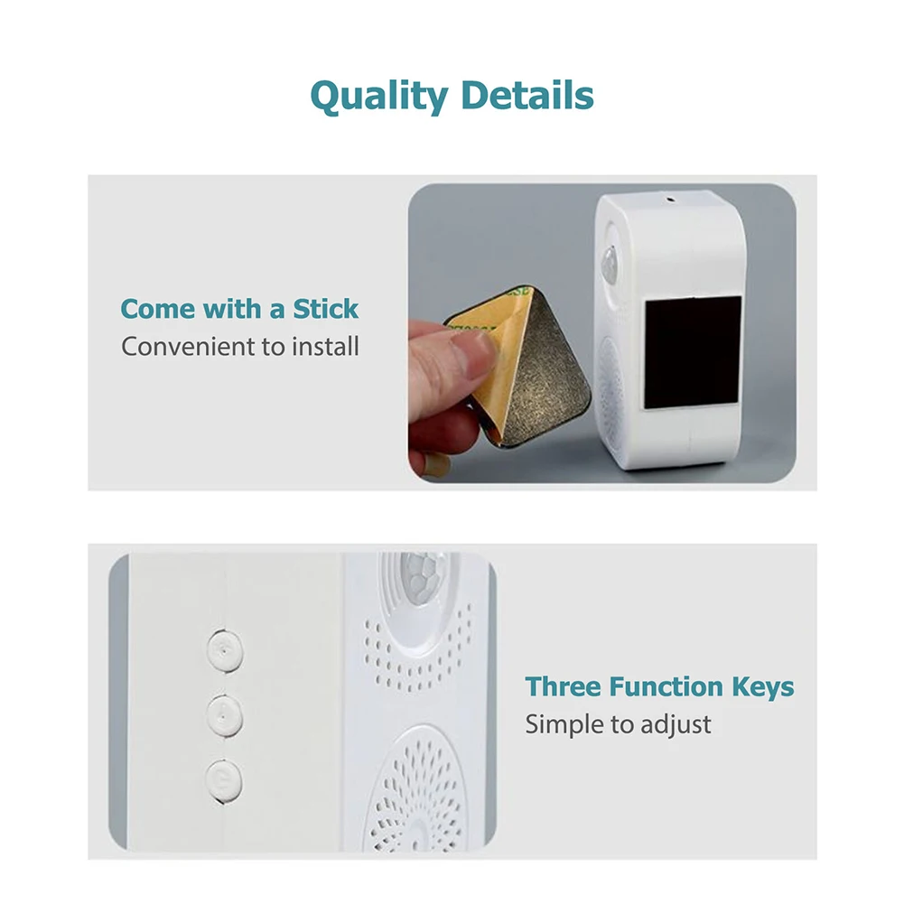 For Door Gate Door Bell Doorbell Announcer 85x52.5mm Adjustable Volume Intelligent Sensing Multilingual Recording