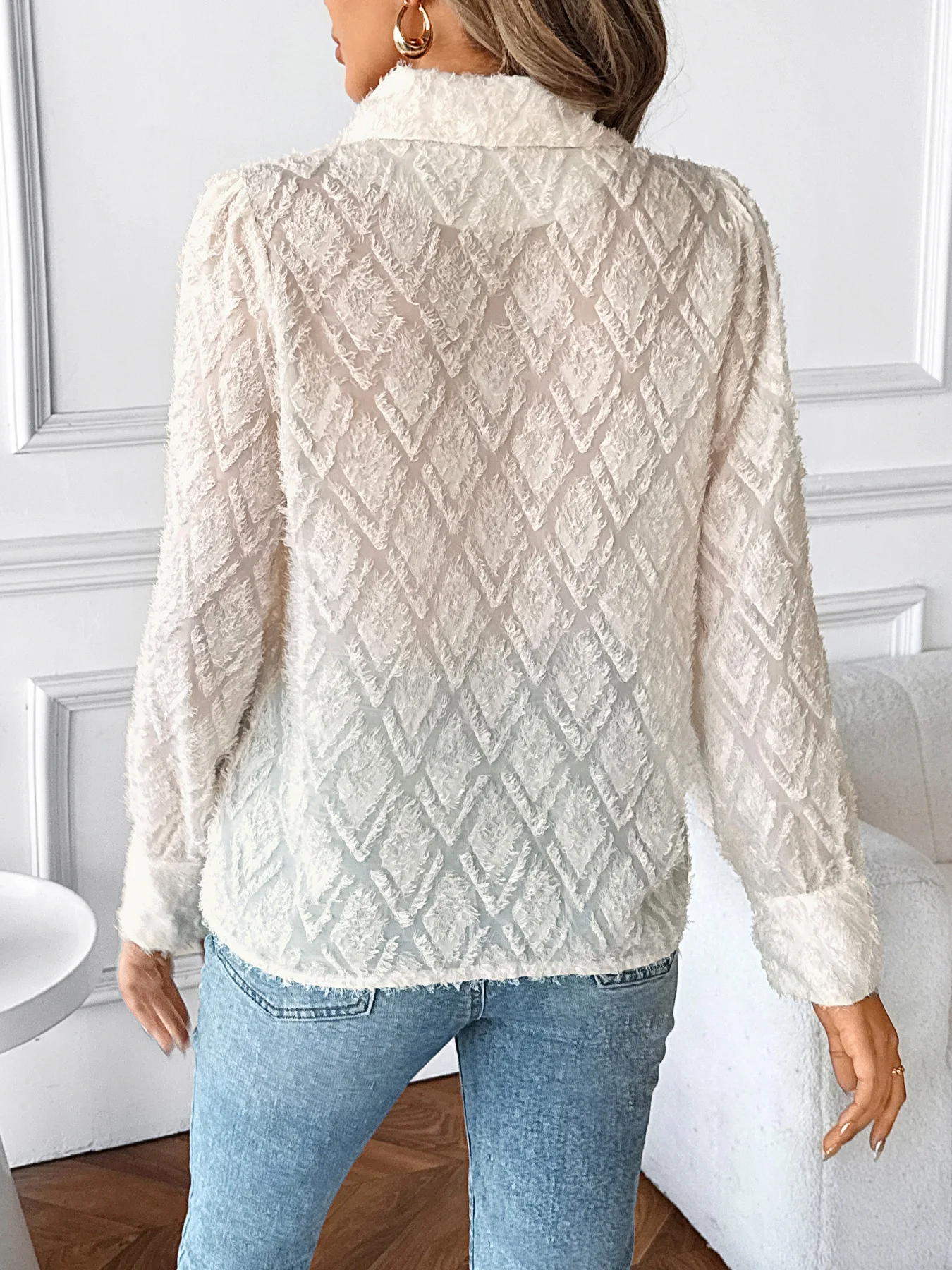 Elegant Women's Button Down Long Sleeve Dress Shirts Collared Work Office Tops for Date Night Out Club Cocktail Party Blouses