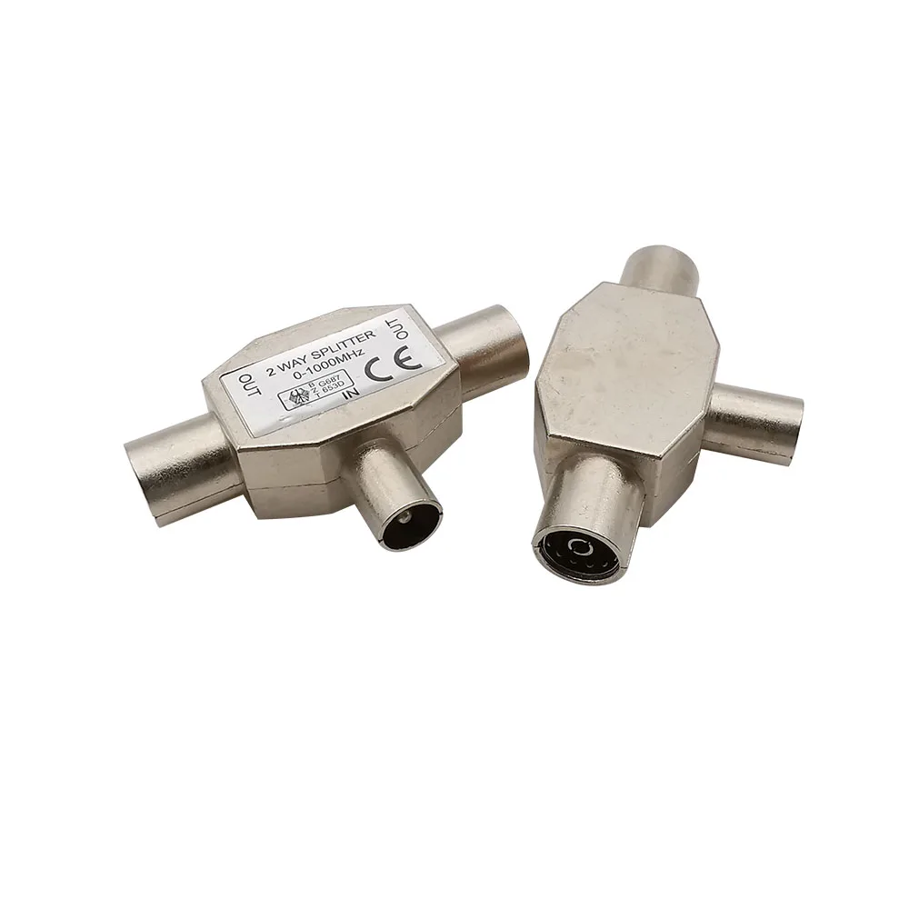 1Pcs 2-Way Splitter TV Male Plug Female Socket Antenna Coaxial Signal Distributor Connector T-Shape TV Cable Antennas Splitter