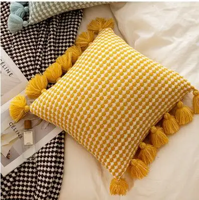 

Nordic retro tassel pillowcase cover, living room sofa cushion cover, sample room cushion cover