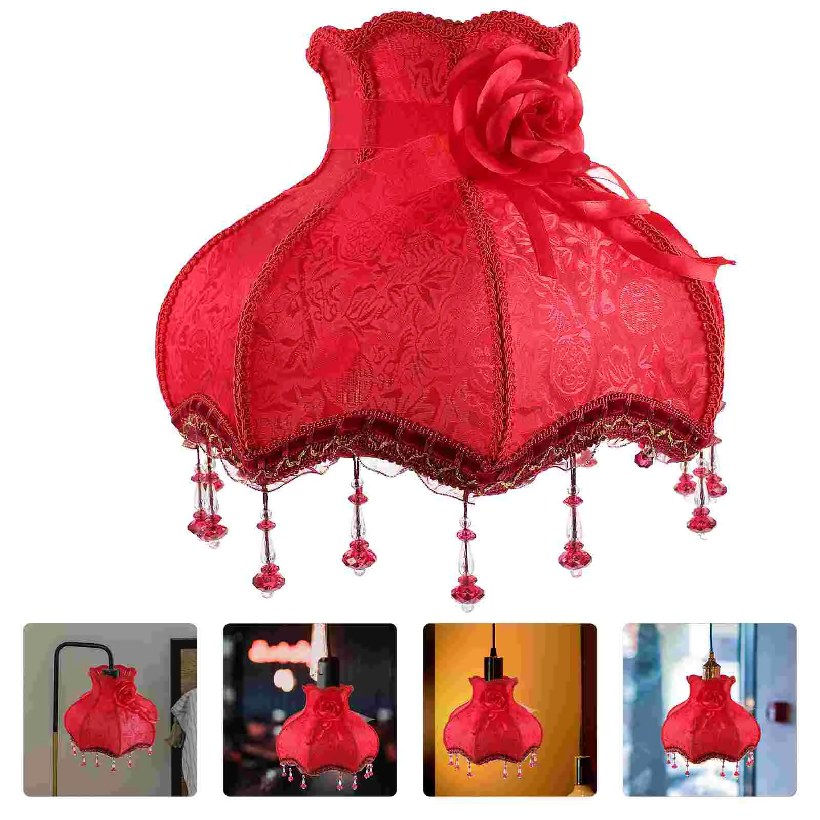 

Lampshade Light Covers Floor Shades Tassel Home Desk Fabric Iron for Large Retro