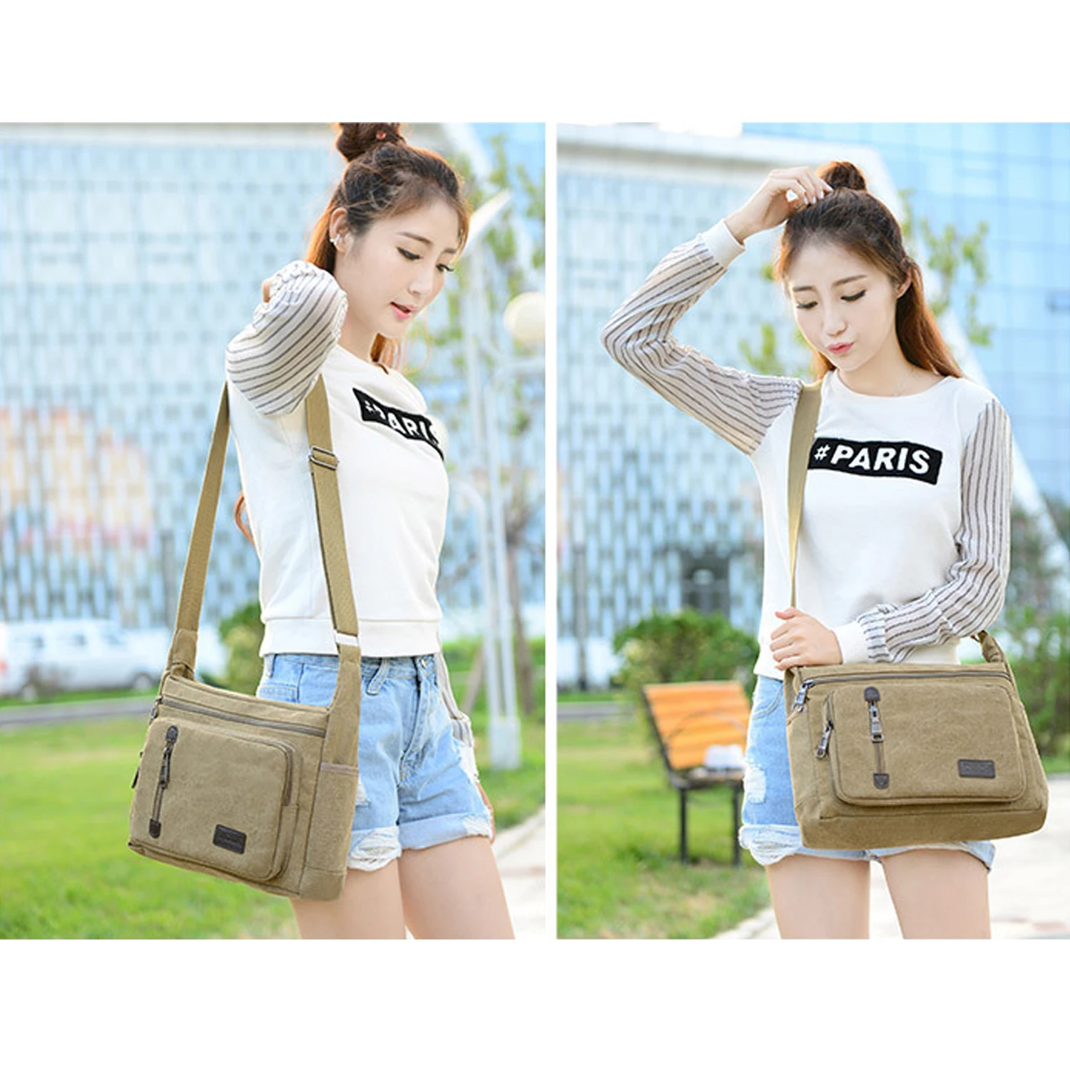 Retro Canvas Messenger Shoulder Crossbody Bag Briefcase for Boy Girl Leisure Students School Business Travel Outdoor Activity