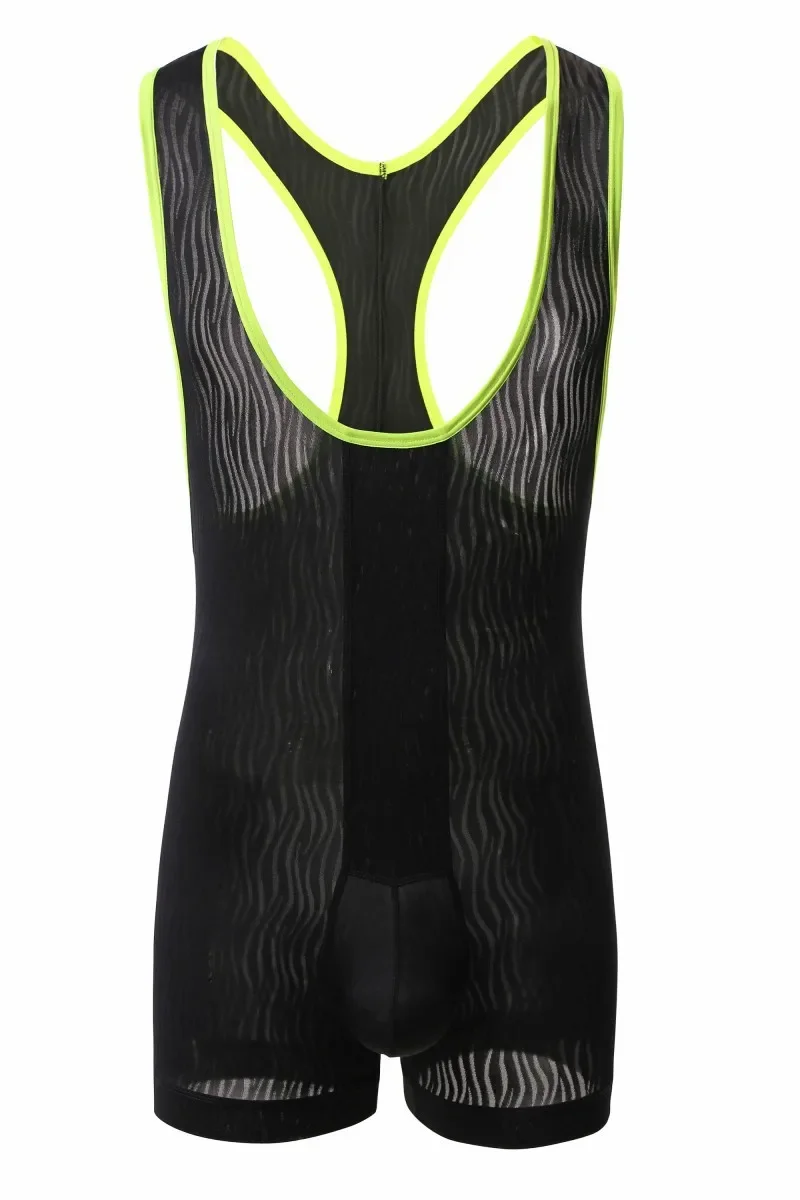 

Simple men's underwear fitness wrestling suit onesie, water pattern trend printed shorts head jumpsuit vest men's KT2001LT