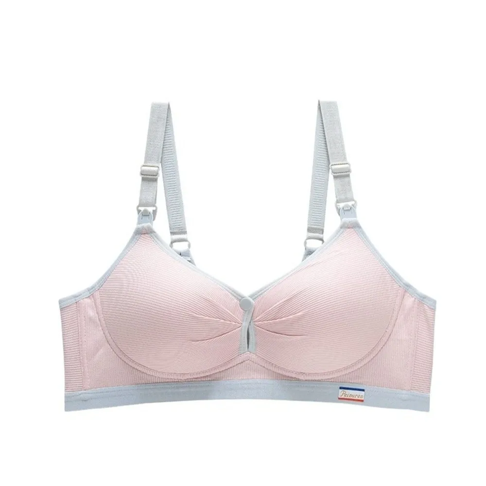 Pure Cotton Double Button Breastfeeding Bra Seamless Breathable Anti Sagging Nursing Bra Soft Comfortable No Underwire