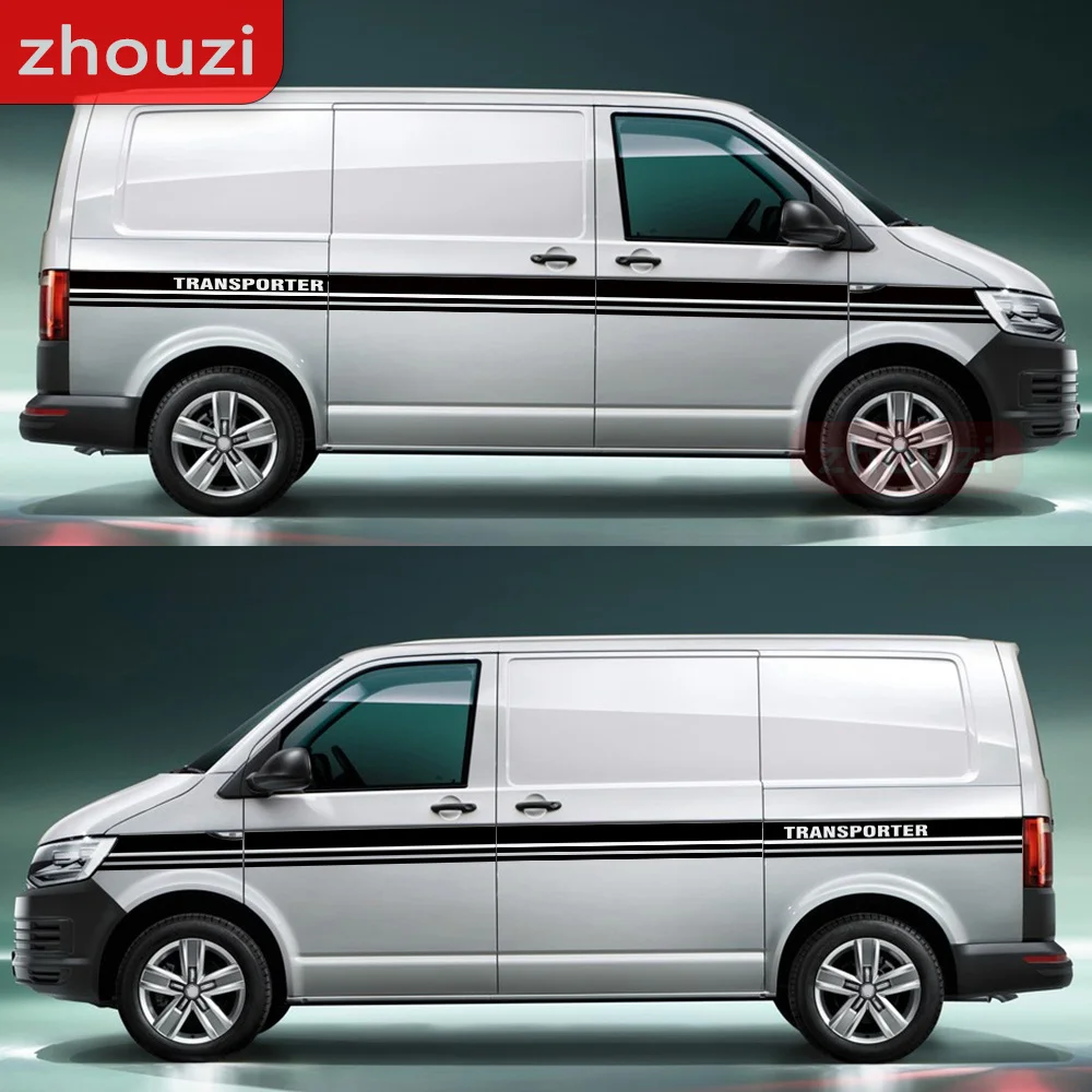 Pegatina de coche para VOLKSWAGEN VW TRANSPORTER T4 T5 T6 CAMPER SIDE VAN STRIPE GRAPHICS DECALSF Auto Body Decor Decals