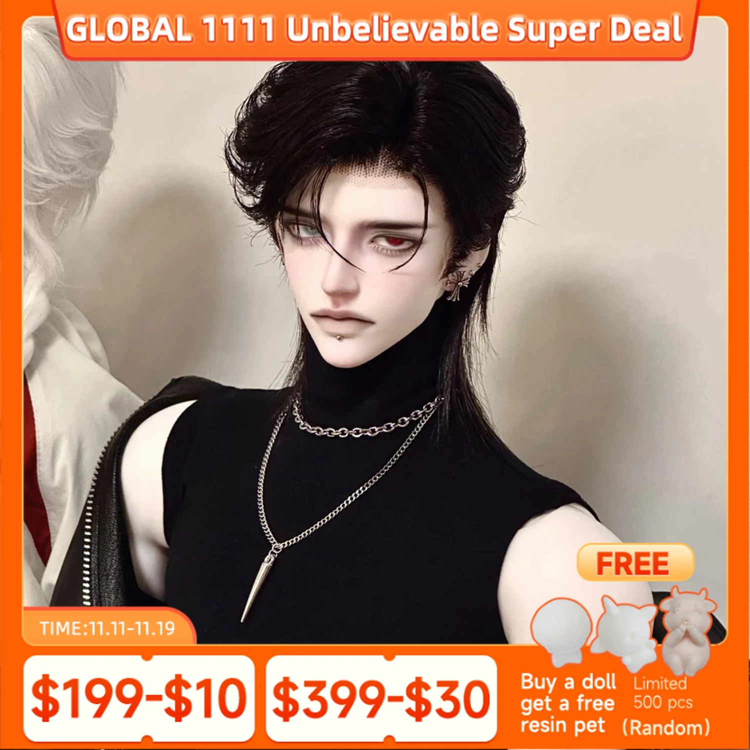 

Grey Bjd Doll 1/3 Metrosexual Man Dolls Bjd Toy Real Size Big Eye Small Eye Expression Head Anime Ball Jointed Doll