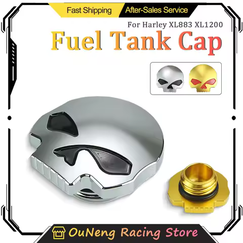 For Harley XL883 XL1200 Dyna Fat Boy Breakout Modified Skull Fuel Fuel Tank Cap Harley Motorcycle Accessorie Silver Gold