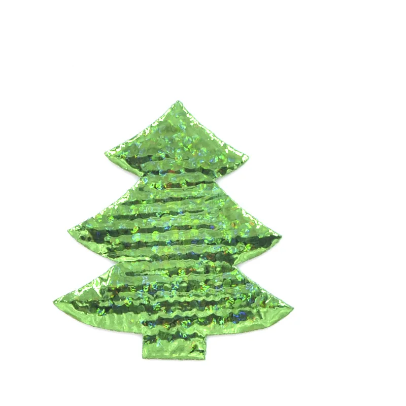 40Pcs 30*34mm Laser Cloth Christmas Tree Patches DIY Clothing Patch Applique DIY Accessory Sewing Supplies