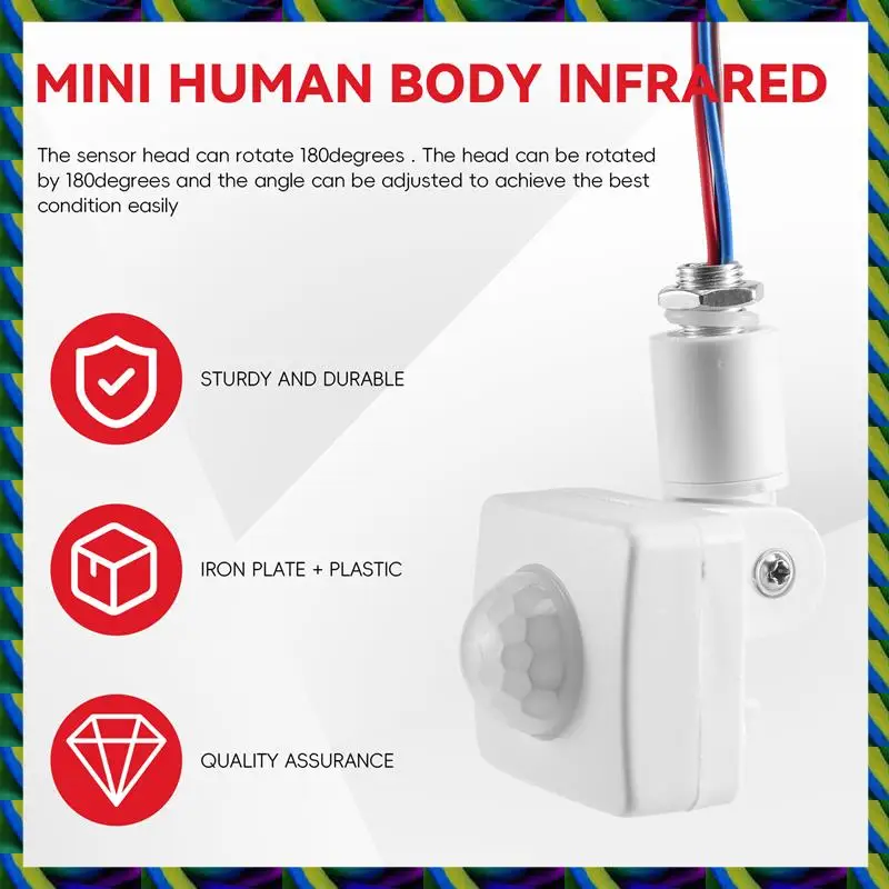 يوميا 220 فولت جسم الإنسان الصغير مستشعر الأشعة تحت الحمراء الأشعة تحت الحمراء مفتاح مستشعر الجسم LED كشاف ضوء PIR محس حركة قابل للتعديل