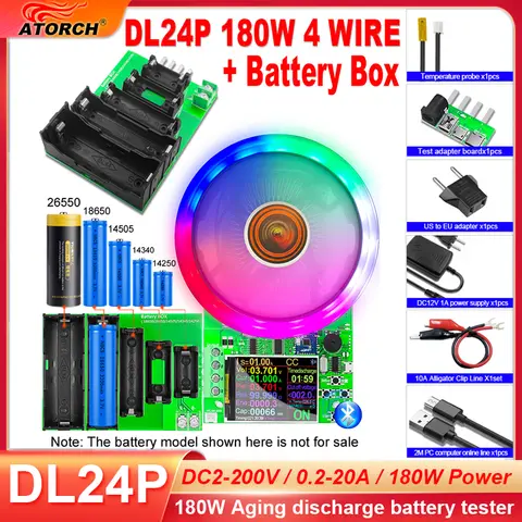 150W/180W 전자 리튬 부하 12V 차량 배터리 테스트 용량 모니터 방전 전원 공급 장치 검사기 + 테스터 박스