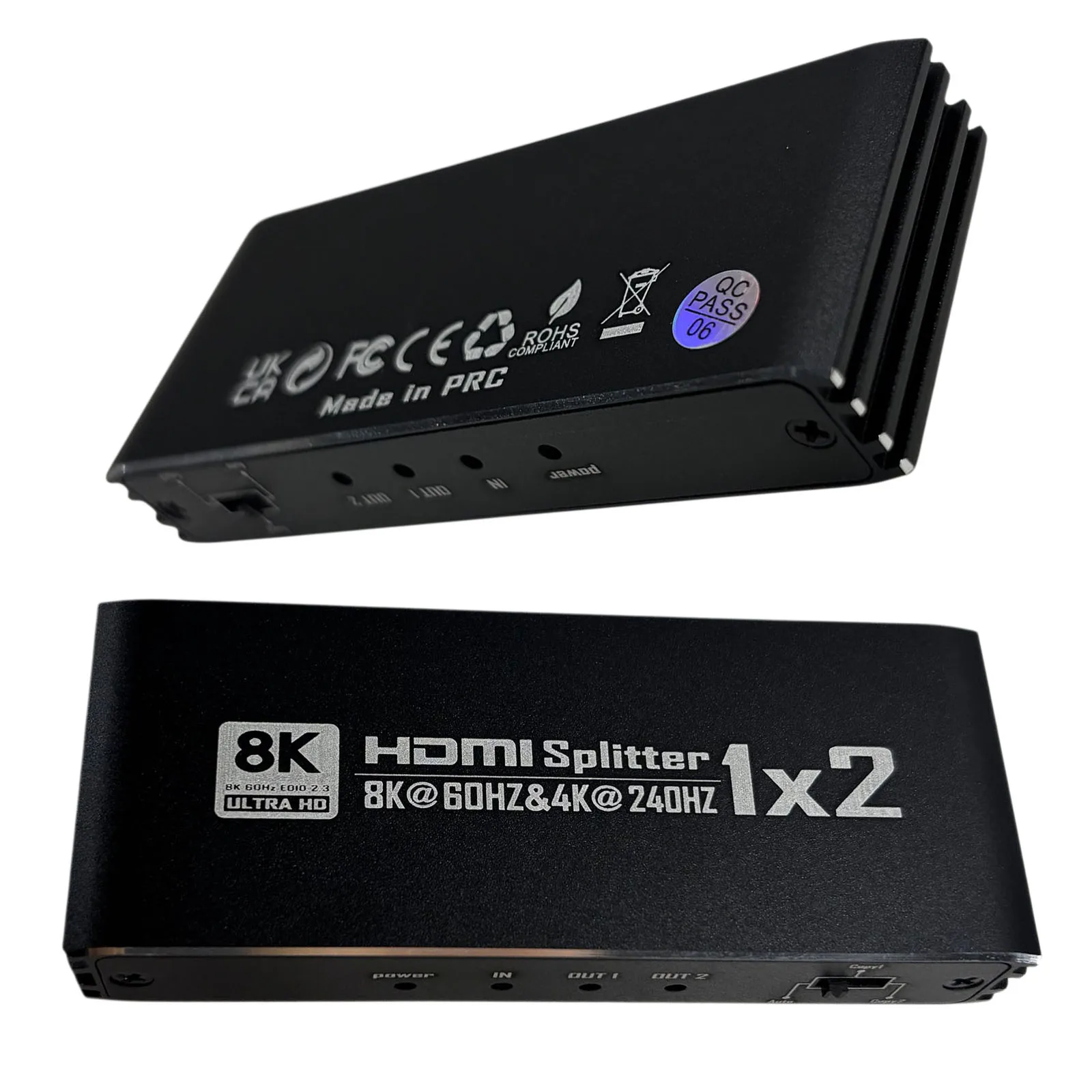 HDMI-compatible Splitter 1 in 2 Out 8K 60Hz Dolby Atmos 7.1 HDR10+ HDCP2.3 EDID Dual Display for Laptop HDTV
