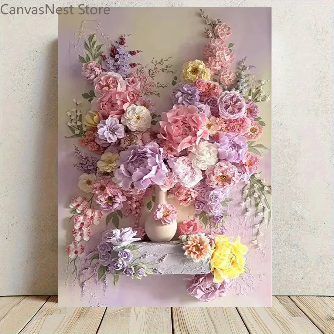 Vintage Flower Vase Canvas Wall Art Set, Classic Floral Oil Painting Still Life Canvas Poster Prints