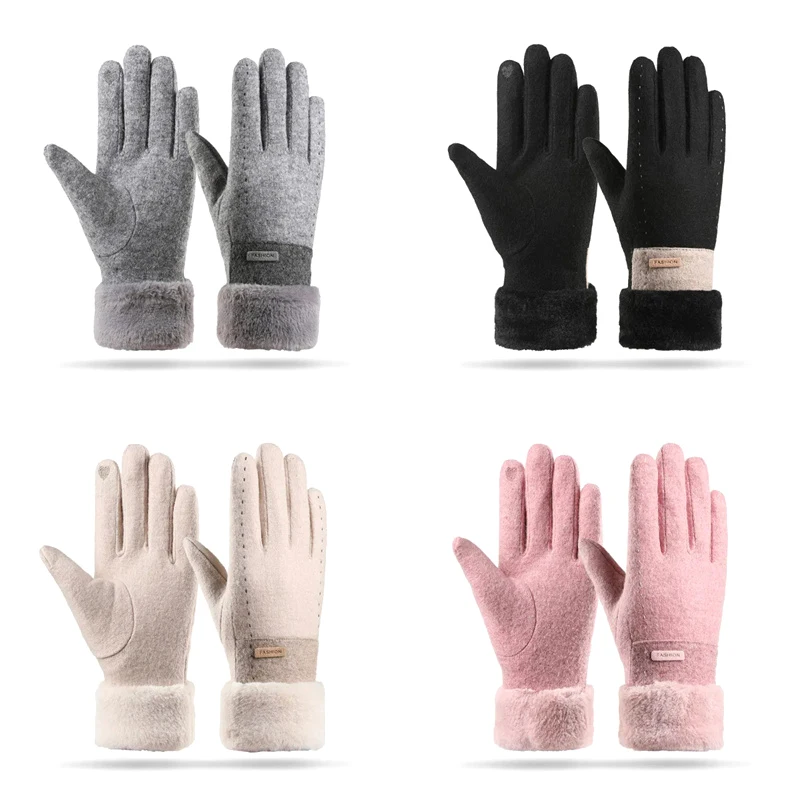 여성용 겨울 라이딩 장갑, 야외 스포츠 워머 플리스 안감, 풀 핑거 터치 스크린, 방수 자전거 사이클링 장갑, 1 쌍